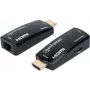 Manhattan 1080p@60Hz Kompakt HDMI-over-Ethernet-Extender-Kit, verlängert Signale auf bis zu 60 m mit einem einzigen Cat6-Ethernet-Kabel, Sender und Empfänger im Lieferumfang, Power over Kabel, ultraflaches Design, drei Jahre Garantie, Schwarz