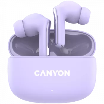 Canyon TWS-9 CNS-TWS9P Kopfhörer – True Wireless – Bluetooth 5.4 – In-Ear – 6h + 30h Laufzeit – USB-C Ladecase – Touch-Steuerung – lila