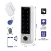 Qoltec 52448 Codeschloss TITAN mit Fingerabdruckleser | RFID | BT 4.0 |Code | Karte | Schlüsselanhänger | Türklingel| IP68 | EM