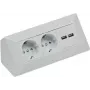 ChiliTec Steckdosenleiste 2-fach+2xUSB Silber 230V max16A 18x18x8cm (22141)