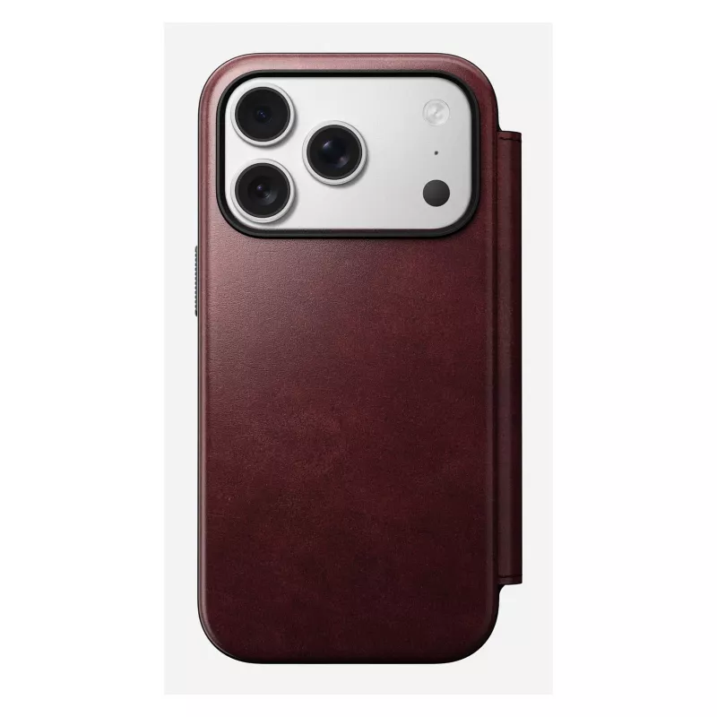 Handyhülle Nomad Modern Leather Folio für Apple iPhone 17 Pro, 6,3 Zoll (16 cm), Leder burgunderrot