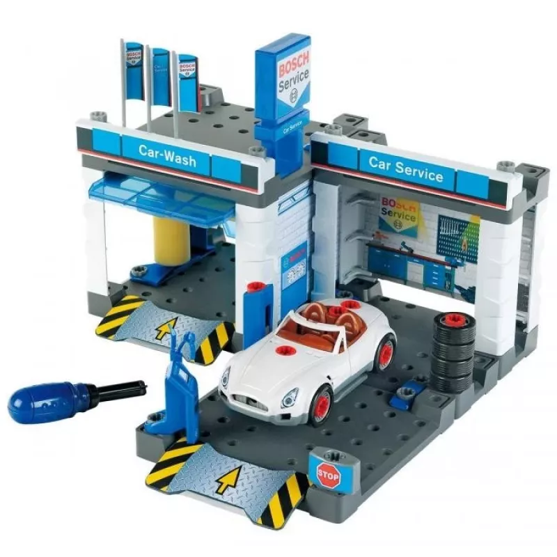 Bosch Service-Station mit Auto und Waschanlage