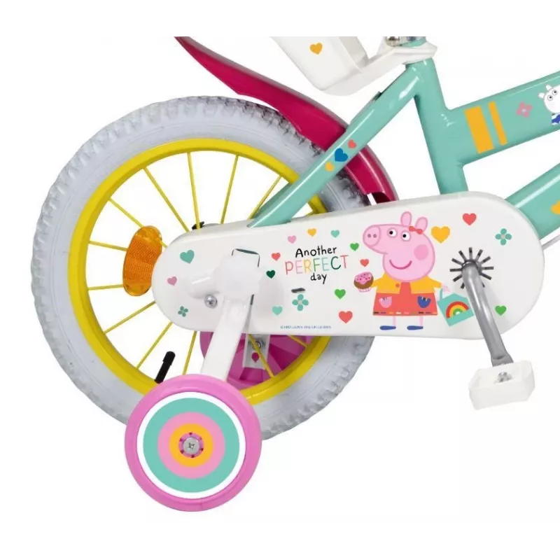 Kinderfahrrad Toimsa Peppa Pig 14-Zoll-Räder, grün, für ca. 3–5 Jahre, Vorder- und Hinterrad-Felgenbremsen, Luftreifen