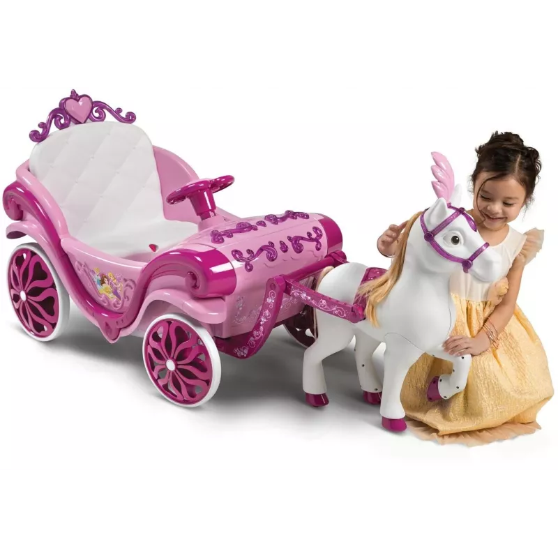 Huffy Elektrische Disney Prinzessinenkutsche mit Pferd 6 V pink