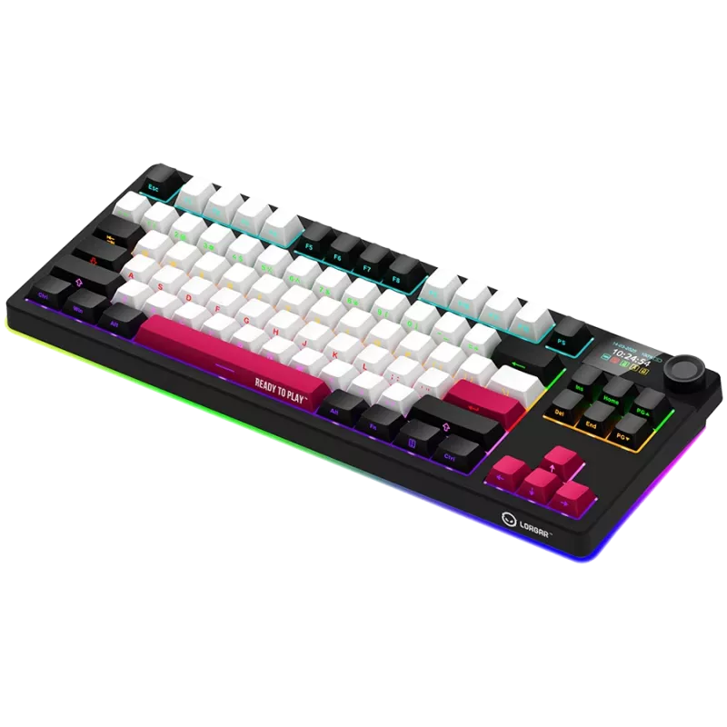 LORGAR KBP70TKLW, Kabellose TKL Mechanische Gaming-Tastatur Pro, Schwarz/Rot, EN-Layout
