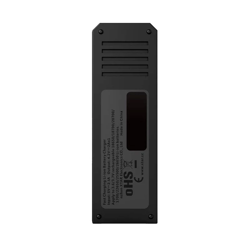 Akkuladegerät XTAR SC1 Einzelschacht USB-C für Li-Ion 18650 Zellen, 1 Schacht, schwarz