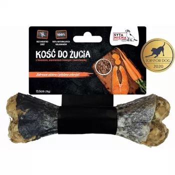 Dental-Kauknochen SYTA MICHA 13,5 cm — Fisch (Lachs) funktionales Leckerli für ausgewachsene Hunde, Protein 90 %, Fett 2,8 %