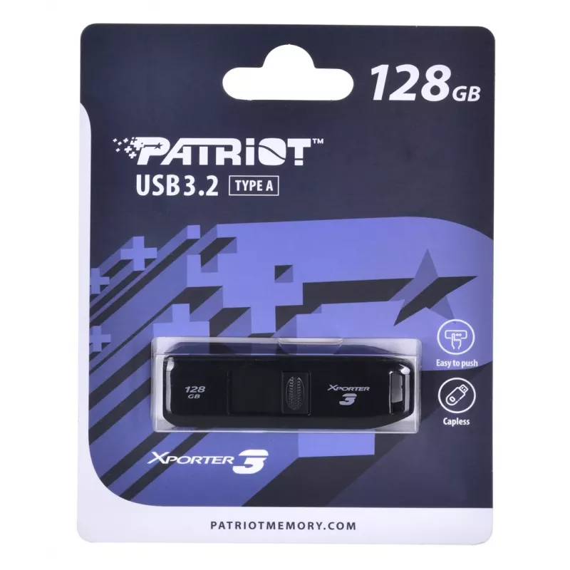 USB-Flash-Laufwerk PATRIOT Xporter 128 GB USB Typ-A 3.2 Gen 1 (80 MB/s) Slider Schwarz