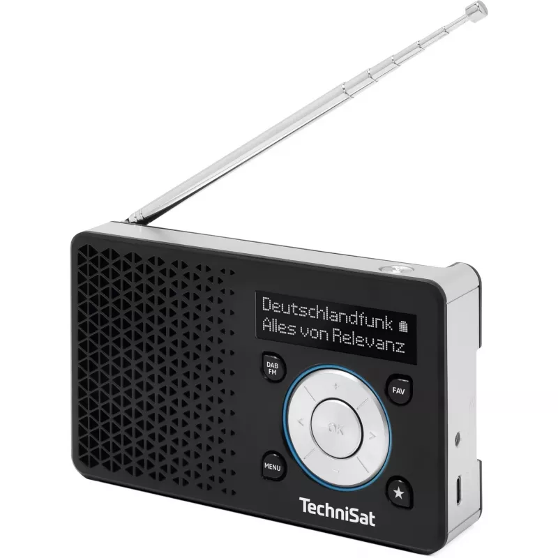 Tragbares Radio TECHNISAT DIGITRADIO 1 A — DAB+/FM, OLED-Display, USB-C, 3,5-mm-Kopfhörer, 1 W, schwarz/silber