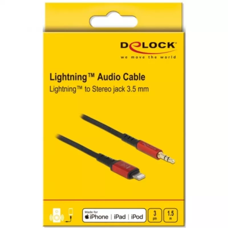 Audio-Kabel DeLOCK 86587 1,5 m 3,5 mm Lightning Schwarz