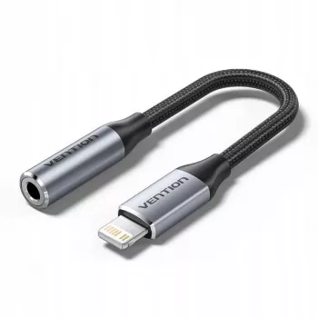 Audio-Adapter Vention Lightning auf 3,5 mm BMBHA, Lightning auf 3,5 mm kabelgebundener Adapter mit 0,1 m Kabel, grau