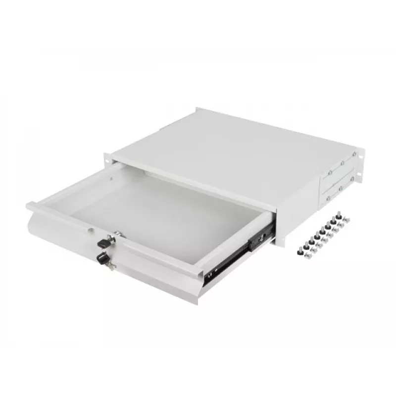 RACK-SCHUBLADE 19 2U 360MM GRAU LANBERG (2U/483X360MM TRAGKRAFT BIS 90KG, 4-PUNKT-MONTAGE)