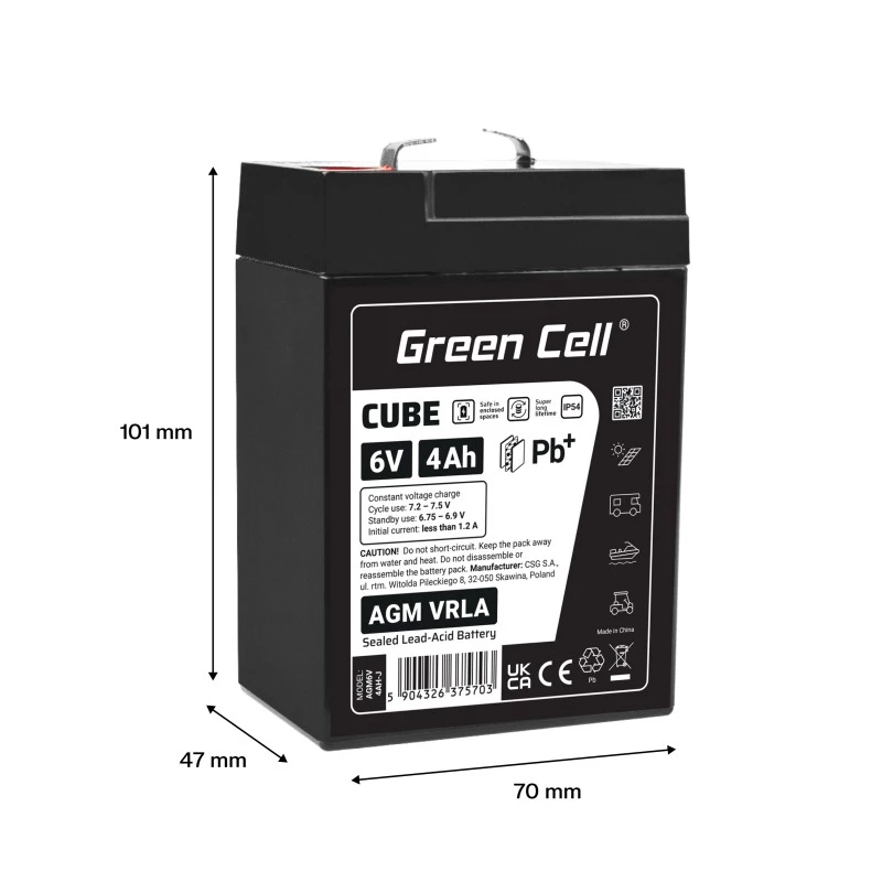Batterie AGM VRLA 6V 4Ah IP54