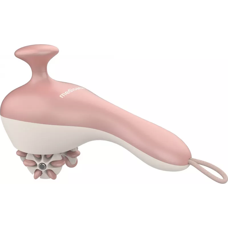 Handrollmassagegerät Medisana AC 950 — kabellos Li‑Ion, 2 Leistungsstufen, ergonomische Griffe, 381 g, roségold/weiß