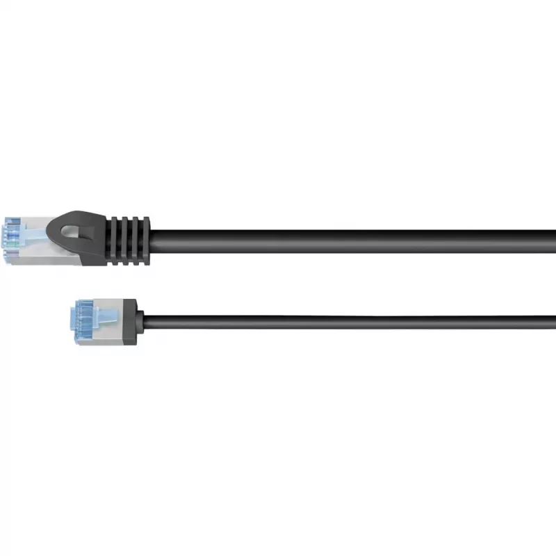 Goobay Ultra-Flexibles CAT 6A Patchkabel schlank U/FTP schwarz – extra-kurzer Stecker (74318)