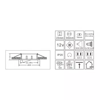 Synergy 21 LED Retrofit GU10 / GX5,3 Deckeneinbausatz D04-Weiß