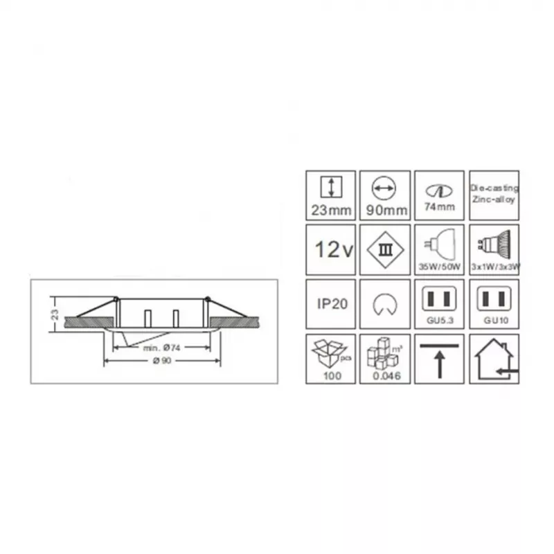 Synergy 21 LED Retrofit GU10 / GX5,3 Deckeneinbausatz D04-Weiß