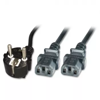 Microconnect PE011318 Stromkabel Schwarz 1,8 m Netzstecker Typ F 2 x C13-Kupplung