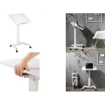 Logilink - Wagen - für Notebook / Tablet - mobil, pneumatische Höhenverstellung - Kunststoff, Spanplatte, Stahl, Melamin, robustes Aluminium - Weiß (EO0035)