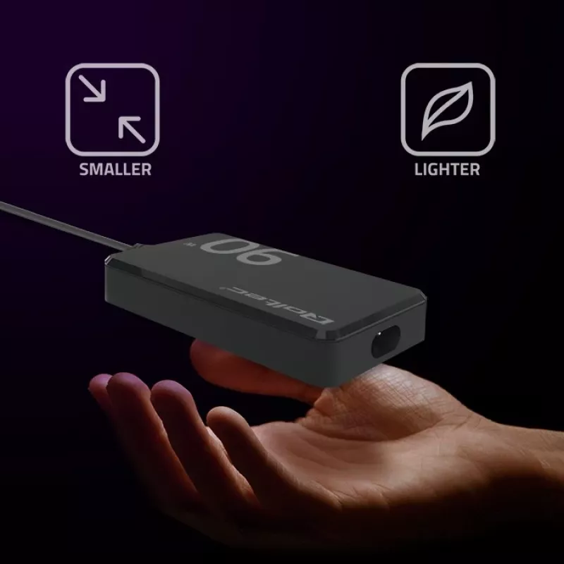 Qoltec 90W GaN Super Fast SLIM Wandladegerät | XP | 5-20V | 4,5A | USB-C 3.1 | Laptop | MacBook | Smartphone | + Kabel