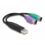 DeLOCK USB-auf-PS/2-Adapter 0,17 m 2x 6-pol. Mini-DIN USB A