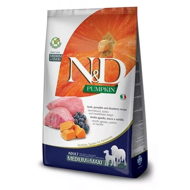 FARMINA N&D Pumpkin Lamb&Blueberry Adult Medium & Maxi - Trockenfutter für Hunde - 12 kg