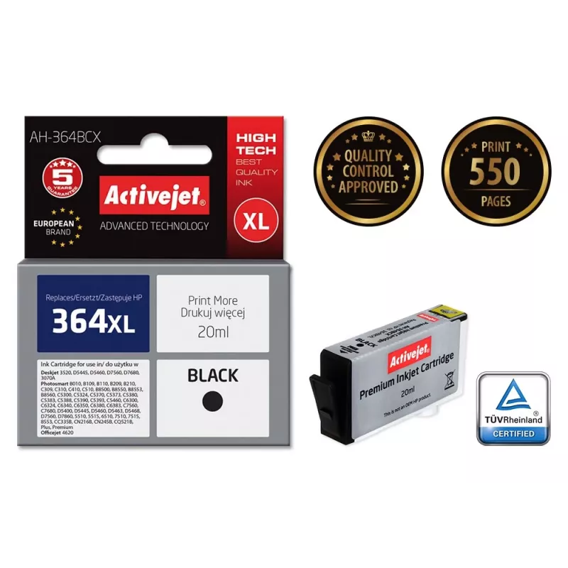 Activejet AH-364BCX Tintenpatrone (Ersatz für HP 364XL CN684EE; Premium; 20 ml; schwarz)