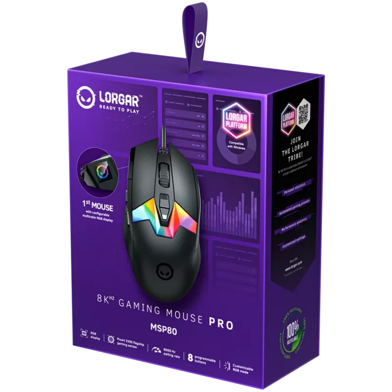 Gaming-Maus LORGAR MSP80 8000 Hz USB