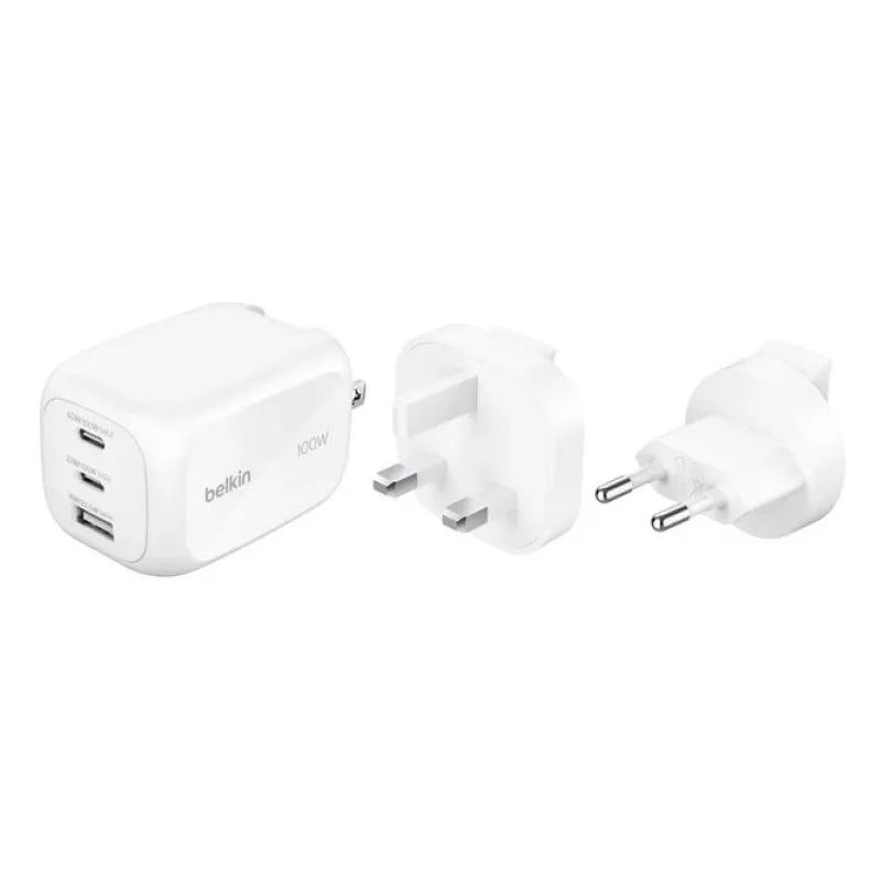 Wandladegerät Belkin BOOSTCHARGE 100W 2C1A WCH016HQWH mit austauschbarem Stecker