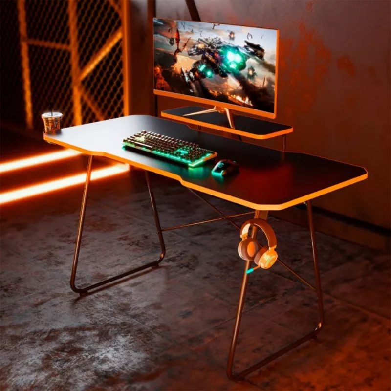 Maclean Gaming-Schreibtisch NanoRS mit Monitorablage max. 50 kg Höhe 850 mm Schwarz RS170, Gaming-Tisch, Schwarz