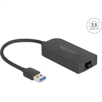 DeLOCK 66045 Adapter USB 5 Gbps Typ-A zu 2,5 Gigabit LAN RJ45 Schwarz