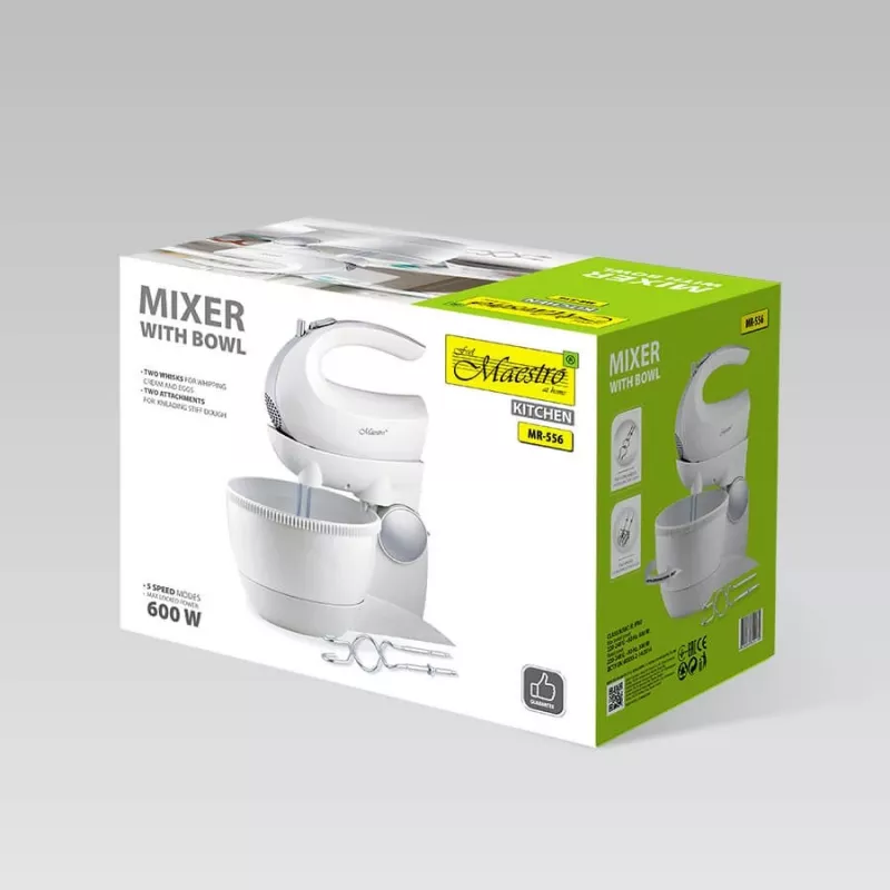 Mixer mit rotierender Schüssel Maestro MR-556 — Stand-Planetenrührwerk, rotierende Edelstahlschüssel, mehrere Geschwindigkeitsstufen