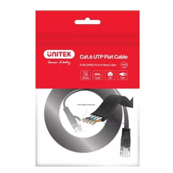 Unitek Ethernet-Kabel Cat6 UTP RJ45 5 m, schwarz, Massivleiter, 250 MHz, vergoldete Kontakte