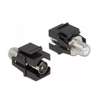 Keystone-Modul IEC-Stecker auf F-Buchse schwarz DeLOCK 86856
