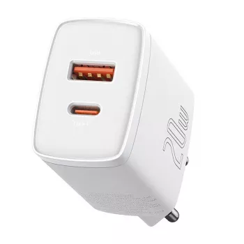 Wandladegerät Baseus Compact 1x USB-A + 1x USB-C 3A, kompakter Reiseadapter