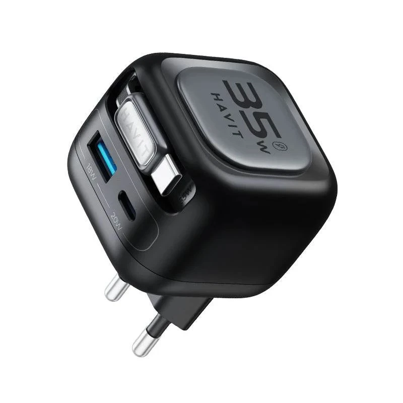 GaN-Reiseladegerät Havit UC250 A-EU 20V 1xUSB-C 0,7m schwarz
