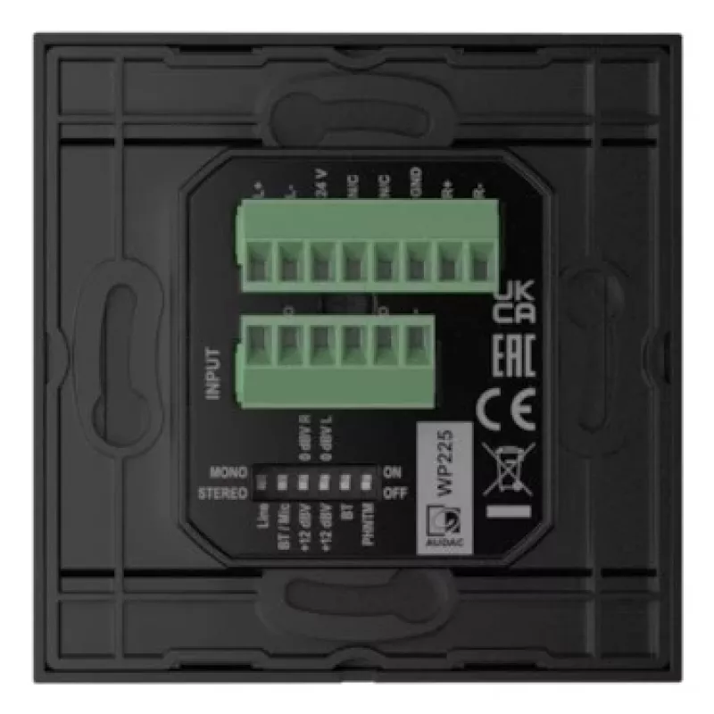 AUDAC WP225/B Wandpanel, XLR-Mikrofon + 3,5-mm-Klinkenbuchse, Bluetooth, schwarz