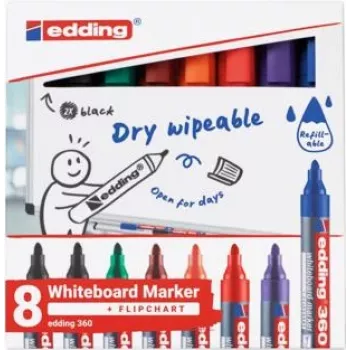 Whiteboard-Marker Edding 4-360-8-S2999, 1,5–3 mm Spitze, sortierte Farben, 8er-Pack