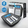 Batterieladegerät everActive NC1000MV2 – Ni-MH 4-Schacht USB-C Ladegerät, 4 Zellen, 5V, schwarz, 110×99×38 mm