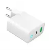 Netzladegerät 220V GEMBIRD, Universal, 1x USB Type-C PD 20 W, 1x USB-A 3.0 QC 18 W, LED-Anzeige, Weiß