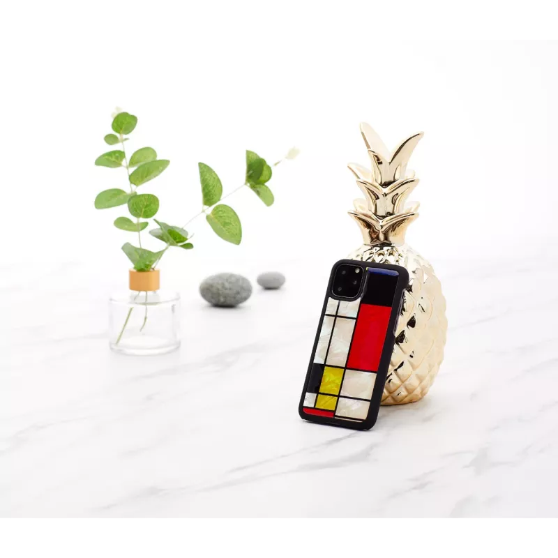 Smartphone-Hülle iKins für iPhone 11 Pro Mondrian schwarz — Schutzcover, Hartschale, präzise Aussparungen