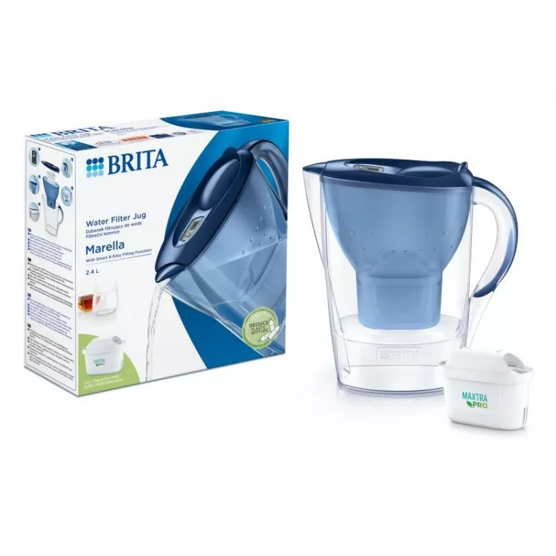 Wasserfilter-Kanne BRITA Marella Maxtra Pro 2,4 L, Maxtra Pro Ersatzkartusche, blau
