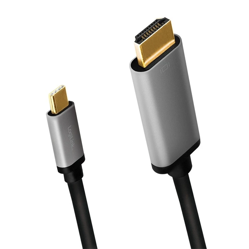 LogiLink CUA0101 USB 3.2 Gen1 Typ-C auf HDMI-A Kabel 1,8 m Schwarz Grau