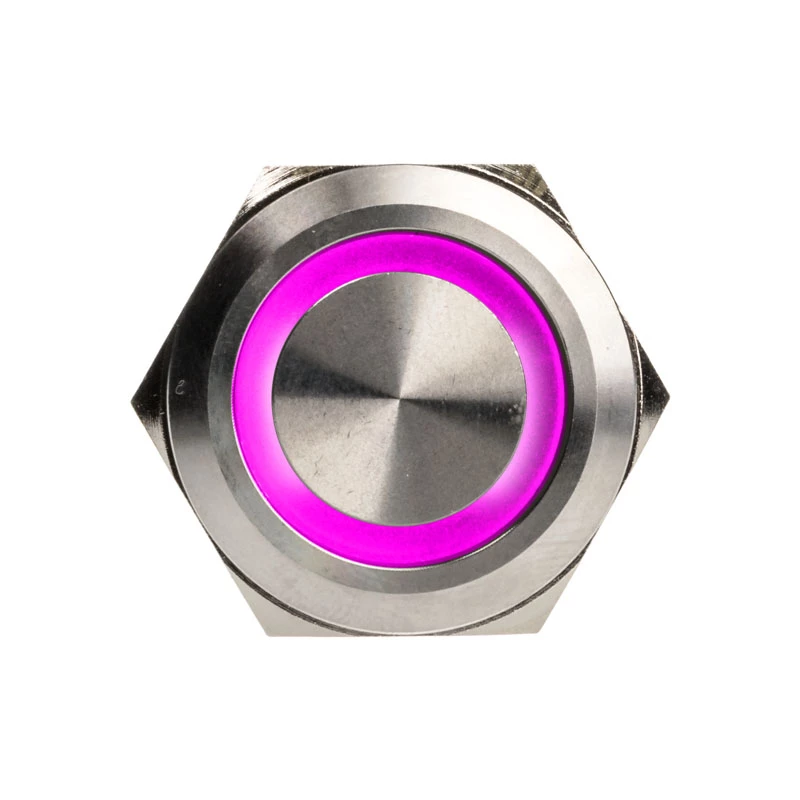 Vandalensicherer Drucktastenschalter DimasTech PD197 25 mm Silverline-Ring