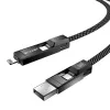 4-in-1-Kabel BlitzWolf BW-HDC7 — USB-C, Lightning, USB-A, Micro-USB 1,2 m 240 W schwarz