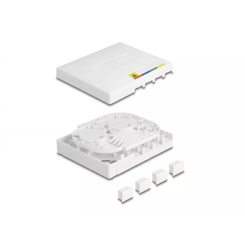 DeLOCK Glasfaser-Anschlussdose FTTH Wandmontage 4 x SC Simplex LC Duplex weiß