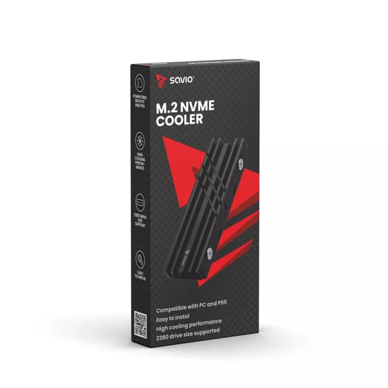 Luftkühler SAVIO M.2 NVMe 2280 AK-60 Schwarz Kühlkörper für 22x80 mm SSD
