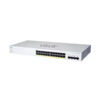 Managed L2 Gigabit PoE Switch Cisco CBS220-24FP-4G — 24x Gigabit RJ-45, PoE, 56 Gbit/s, MAC 8192, Rack-Montage