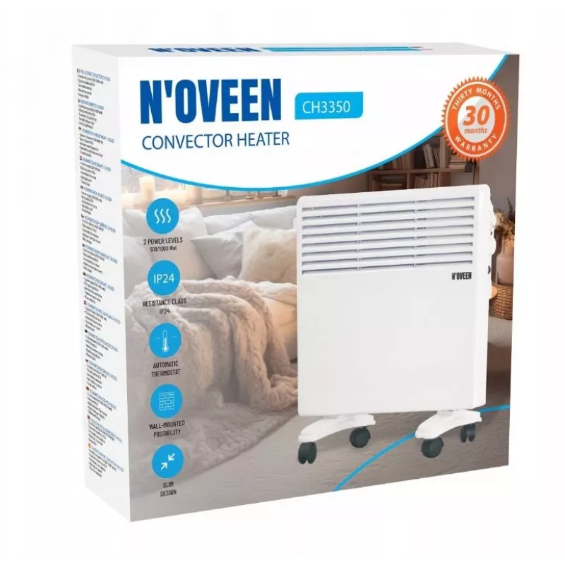 N'OVEEN 1000W elektrischer tragbarer wandmontierter Konvektorheizer mit Thermostat CH3350