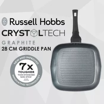 Griddle Russell Hobbs RH01861EU7 28 cm Crystaltech – antihaftbeschichtete Bratfläche, flache Grillpfanne